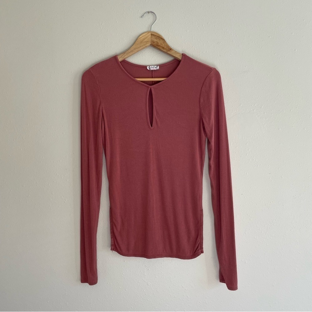 Intimately Free / Free People Ribbed Keyhole Long Sleeve Top